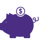 purple piggy bank