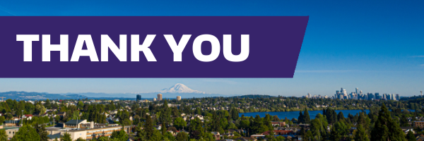 a Purple Thank you with Mount Rainer Background