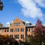 Parrington Hall surrounded by fall foliage