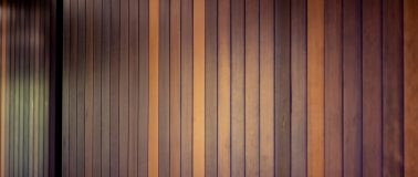 Multicolored wood wall in Parrington Hall