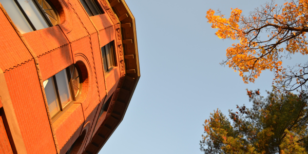 Fall sun hitting the brick on Parrington Hall